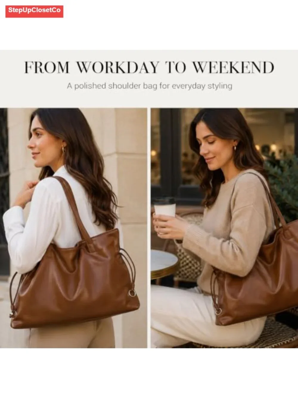 Top Grain Leather Slouchy Hobo Tote Bag for Women Large Shoulder Purse Fits 14